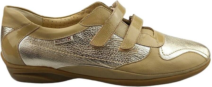 mephisto Beige en Metallic Zilver Leren Sneaker voor Dames Gray Dames