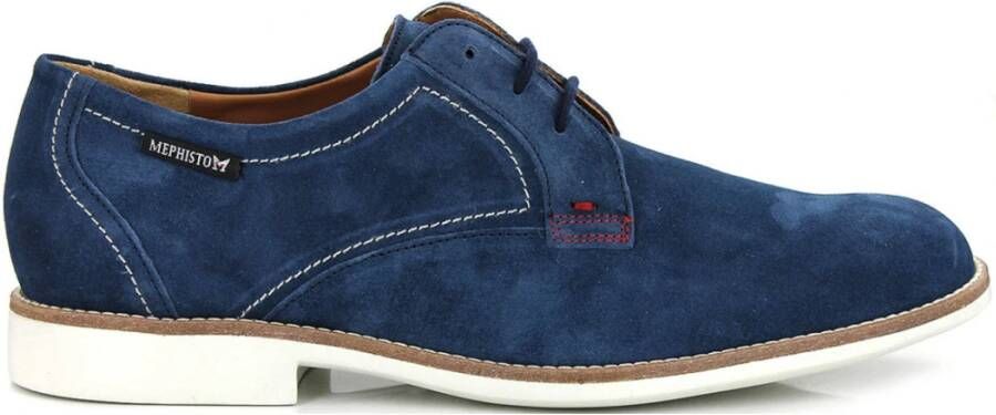 mephisto Blauwe Suède Veterschoen voor Heren Blue Heren