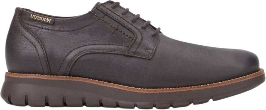 Mephisto Bruin Leren Veterschoen voor Mannen Brown Heren