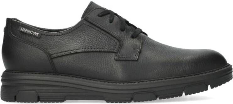 Mephisto Comfort Leren Veterschoenen Black Heren