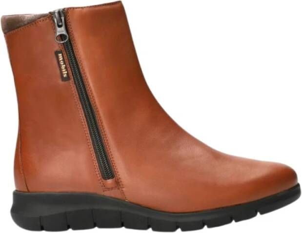 mephisto Comfortabele Leren Enkellaars Brown Dames