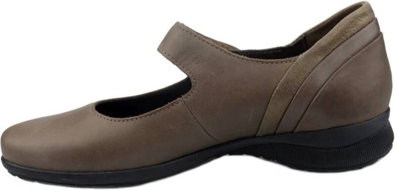 Mephisto Donker Taupe Leren Dames Ballerina Pump Brown Dames