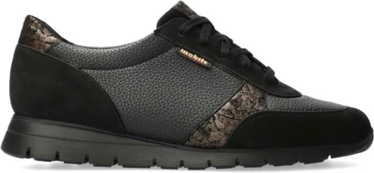 Mephisto Ergonomische Leren Sneaker Zwart Black Dames