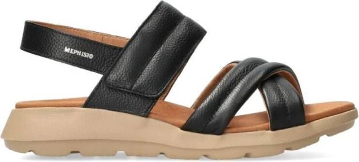 mephisto Flat Sandals Black Dames