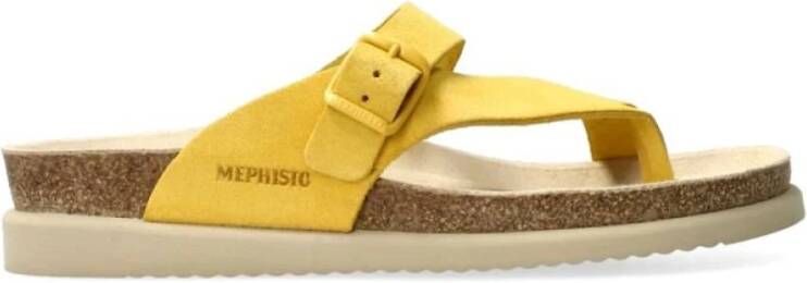 Mephisto Flat Sandals Yellow Dames