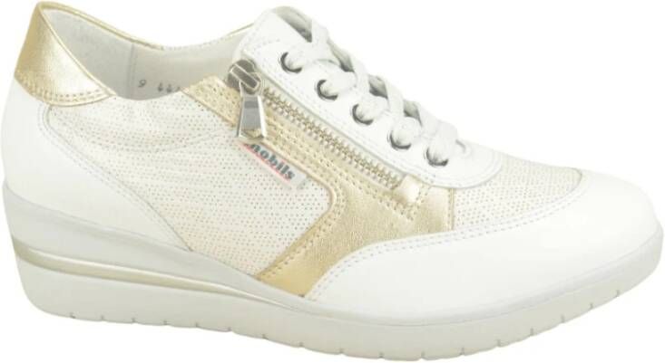 Mephisto Gouden en witte stijlvolle sneakers White Dames