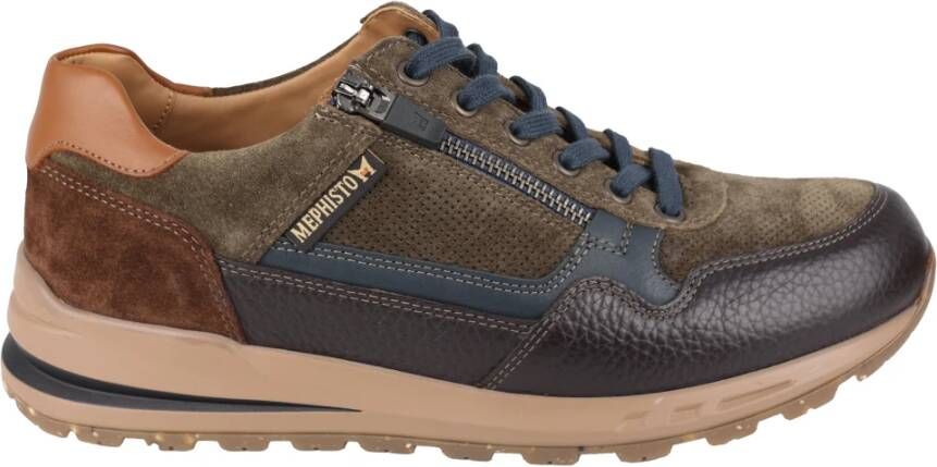 Mephisto Groen Bruine Vetersneaker Multicolor Heren