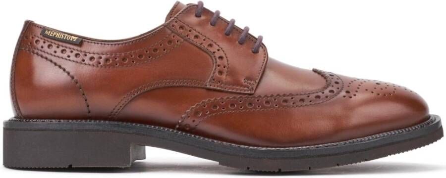 Mephisto Handgemaakte Heren Veterschoen Kastanjebruin Leer Brown Heren