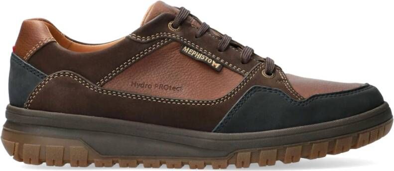 mephisto Heren Veterschoen Bruin Blauw Leer Suède Waterbestendig Brown Heren