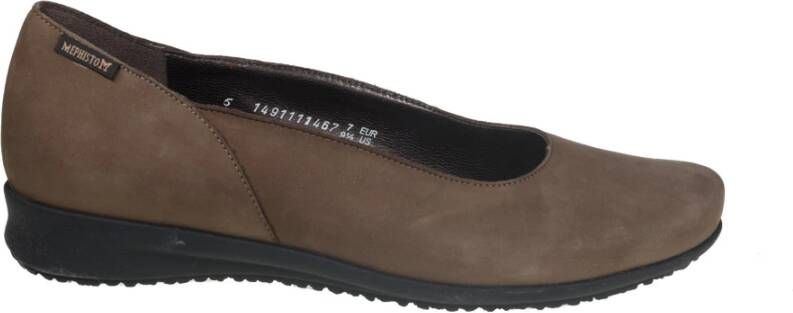 mephisto Nubuck Slip-On Ballerina Taupe Beige Dames