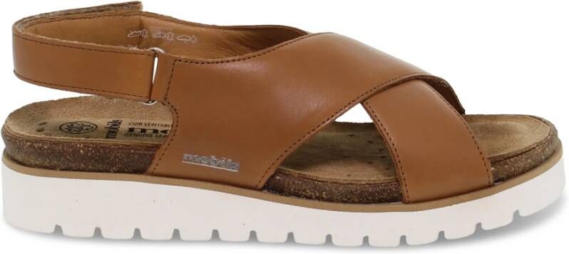 Mephisto Platte sandalen voor vrouwen van leer Brown Dames