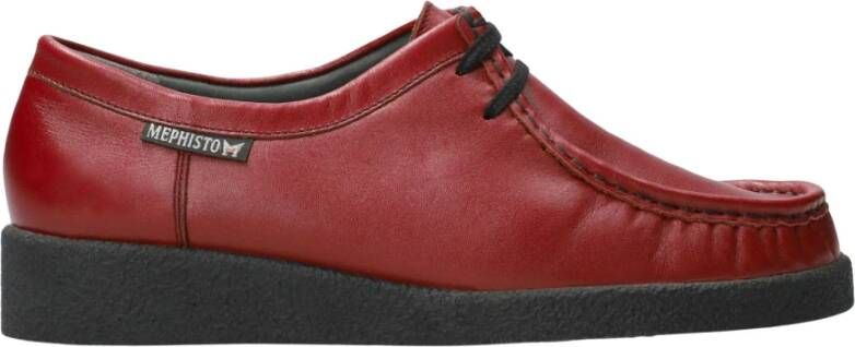 mephisto Rode Leren Veterschoenen voor Dames Red Dames