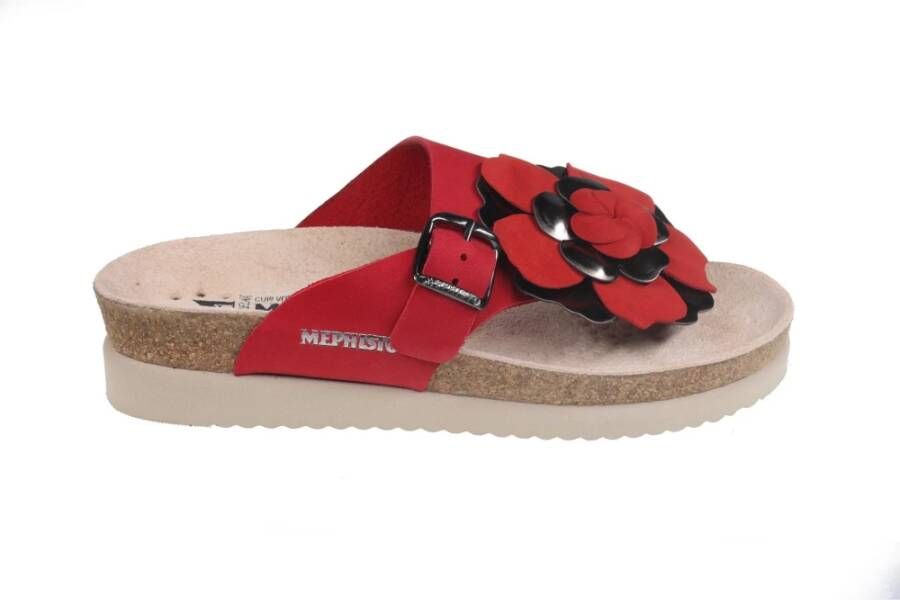 mephisto Rode Slide Teen Sandaal voor Vrouwen Red Dames