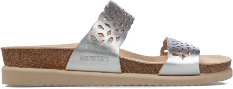 Mephisto Zilver Metallic Dubbele Band Sandaal Gray Dames