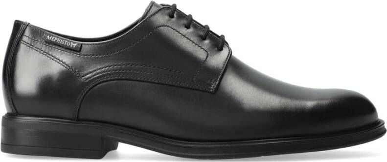 mephisto Zwarte Leren Veterschoen voor Heren Black Heren