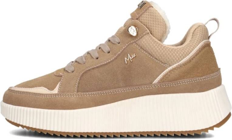 Mexx Beige Suède Lage Sneakers Beige Dames