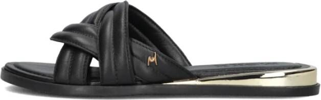 Mexx Twisted Strap Leather Slippers Black Dames