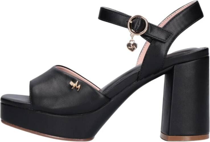 Mexx Zwarte Leren Sandalen Lauren Black Dames