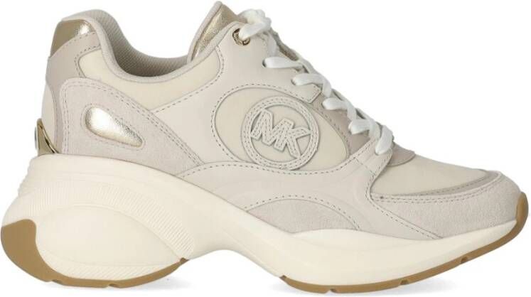 Michael Kors Beige Zuma Sneakers met Gouden Details Beige Dames