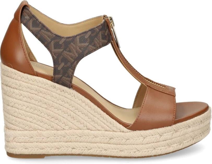 Michael Kors Bruin Leren Sleehak Sandalen Brown Dames