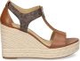 Michael Kors Bruin Leren Sleehak Sandalen Brown Dames - Thumbnail 1