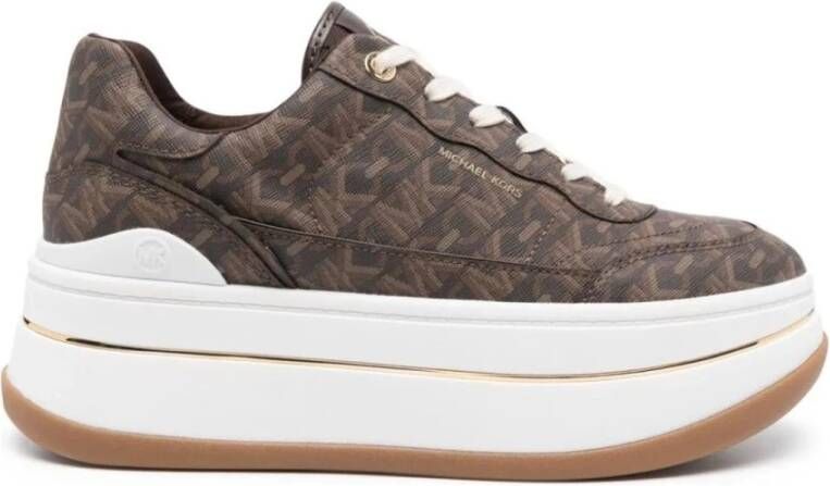 Michael Kors Hayes Empire Signature Logo Platform Sneaker Brown Dames