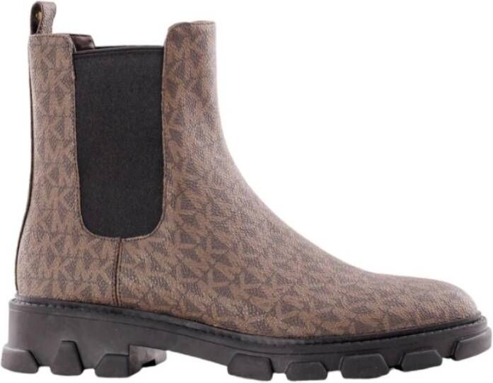 Michael Kors Chelsea Monogram Booties Verhoog Je Stijl Brown Dames