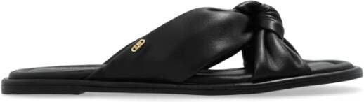 Michael Kors Elena leren slides Black Dames