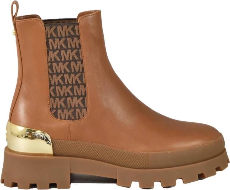 Michael Kors Leren Enkellaars Rubberen Zool Brown Dames