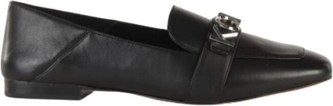 Michael Kors Leren Loafers met Metalen Logo Detail Black Dames