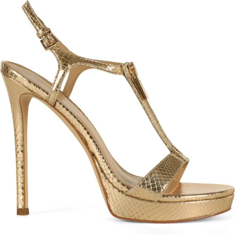 Michael Kors Leren Stiletto Platform Sandalen Yellow Dames