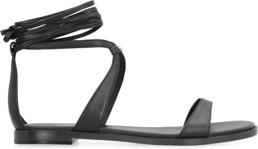 Michael Kors Leren Strik Platte Sandalen Black Dames