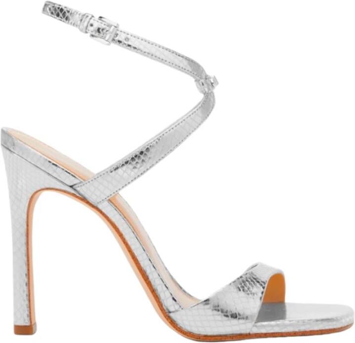 Michael Kors Zilveren Leren Open Teen Sandalen Gray Dames