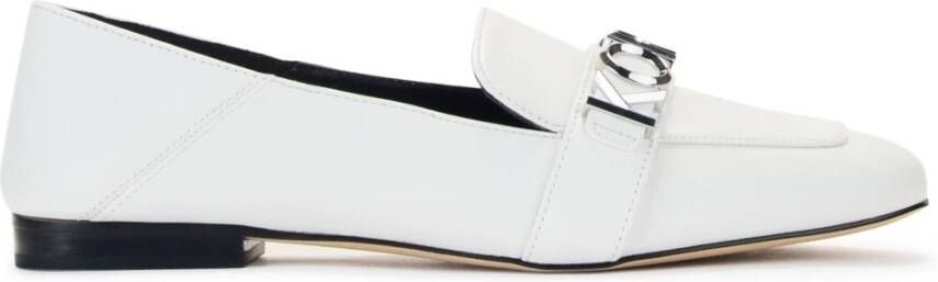 Michael Kors Madelyn Leren Mocassin in Optisch Wit White Dames