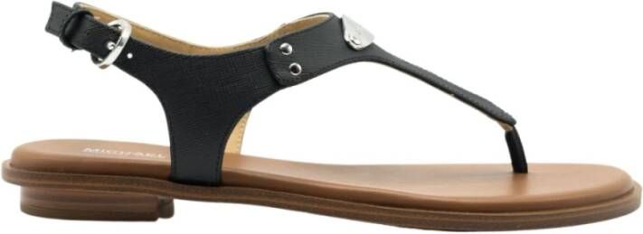 Michael Kors Zwarte Sandalen Mk Plate Thong