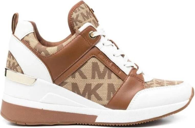 Michael Kors Driekleurige Leren en Canvas Sneaker Multicolor Dames