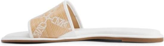 Michael Kors Witte Platte Sandaal met Gouden Detail Beige Dames