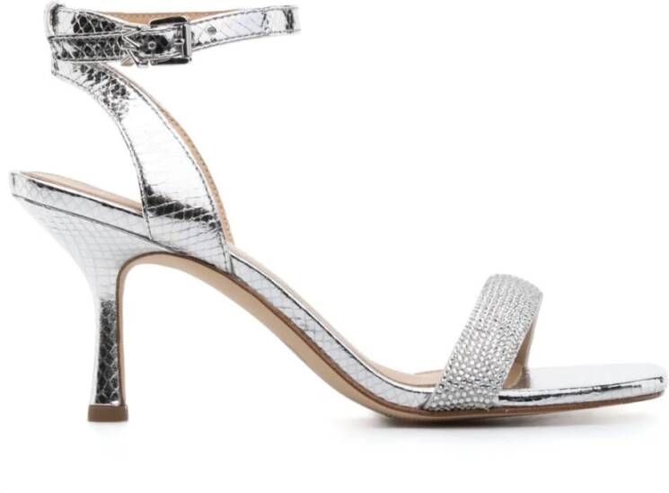 Michael Kors Zilveren Strass Sandaal Carrie Stijl Gray Dames