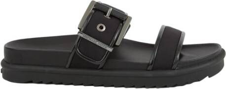 Michael Kors Sportieve Zwarte Slide Sandaal Met Geribbelde Zool Black Dames