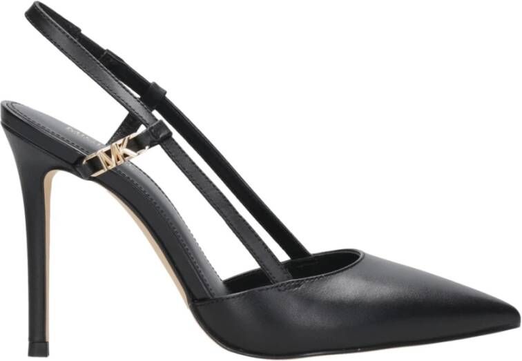 Michael Kors Zwarte lederen pumps met bandje en MK-monogram Black Dames