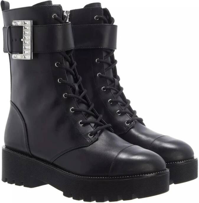 Michael Kors Zwarte Leren Cuff Bootie met Gespen Black Dames