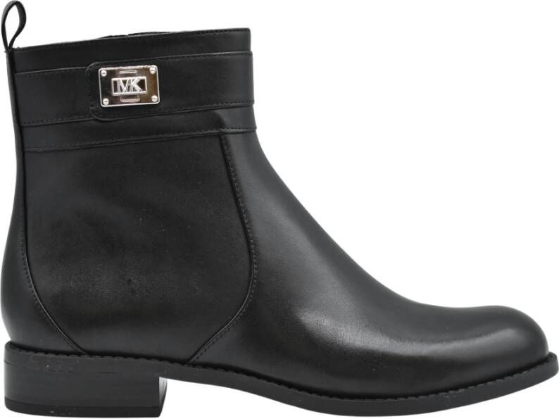 Michael Kors Zwarte Leren Veterschoenen Aw22 Black Dames