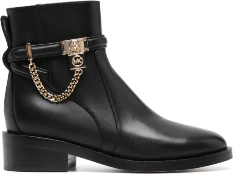 Michael Kors Zwarte platte enkellaarsjes Black Dames