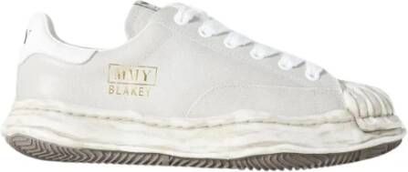 Mihara Yasuhiro Witte Cream Canvas Lage Top Sneakers Beige Heren