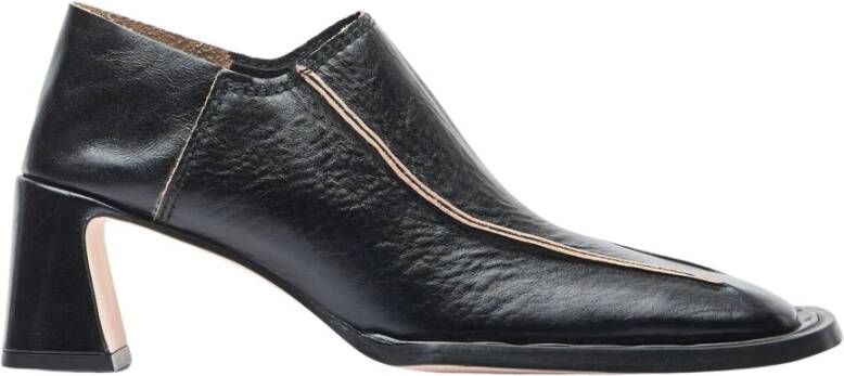 Miista Leren Heeled Mules voor de Herfst Black Dames