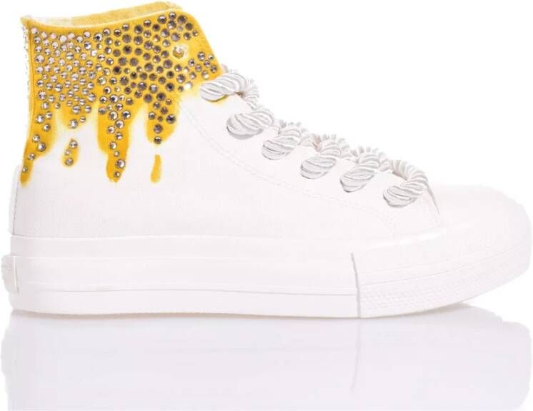 Mimanera Handgemaakte Wit Goud Sneakers White Dames