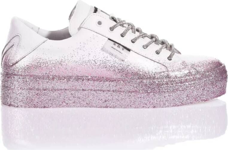 Mimanera Handgemaakte Wit Roze Sneakers Pink Dames