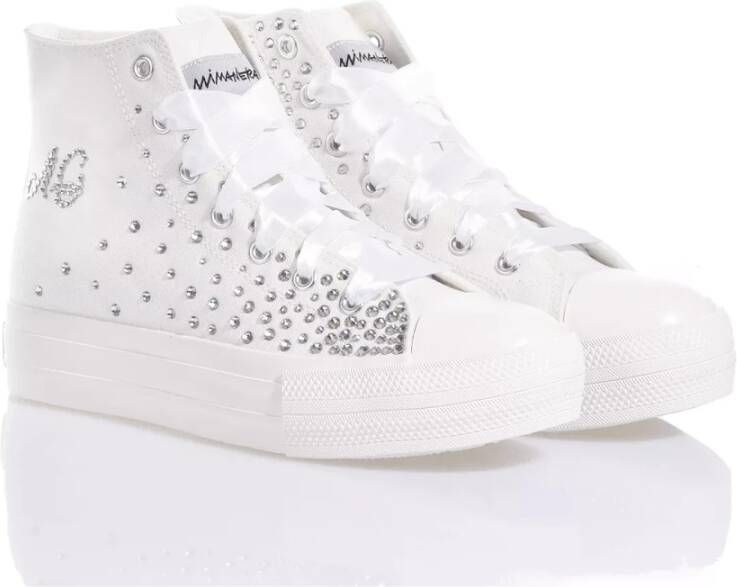 Mimanera Handgemaakte Witte Sneakers met Swarovski Kristallen White Dames