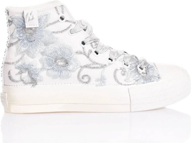 Mimanera Witte Blauwe Sneakers met Borduurwerk White Dames