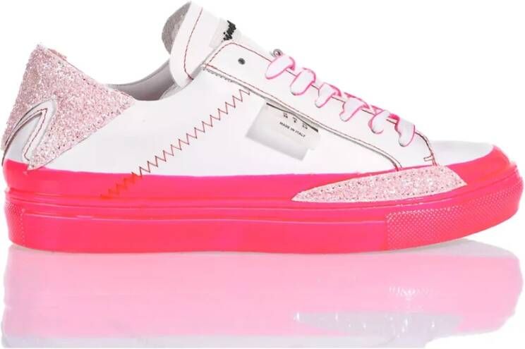 Mimanera Witte Roze Sneakers Handgemaakt Italië Multicolor Unisex